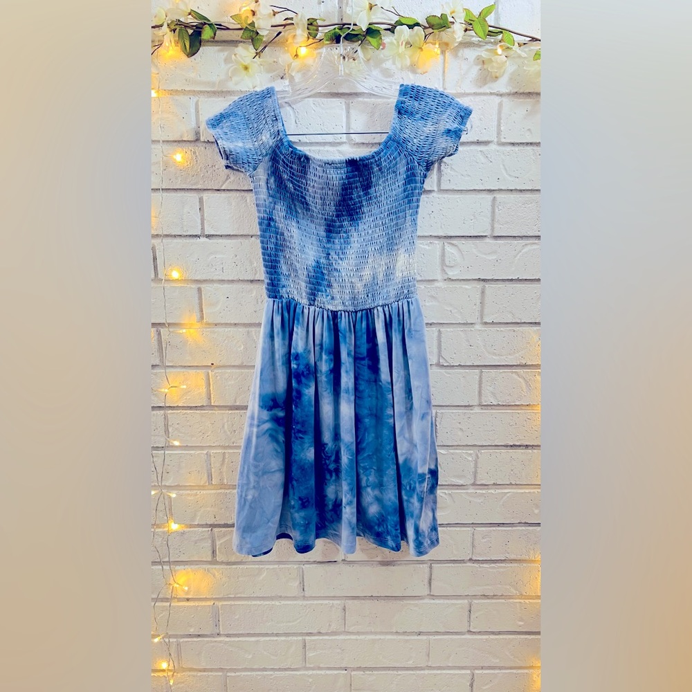 Smocked Blue Tie Died Dress | S/M